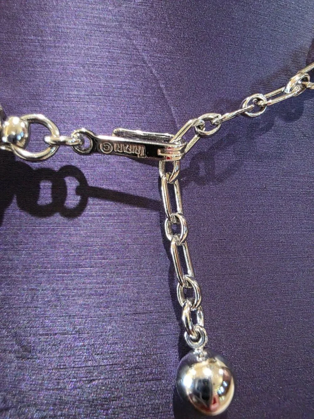 Vintage Signed Trifari (c) Silver-tone Swirled Link Choker Necklace 1950-60's